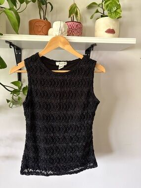 Jessica Black Beaded Lace Shell Top